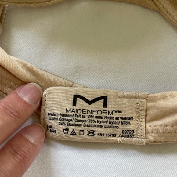 Maidenform Cream Colored Satiny Push Up Bra 34A - Picture 5 of 8